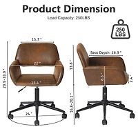 Homy Casa Chaise de bureau pivotante réglable 1 pièce 29.9"-33.9", simili suède brun pour bureau maison