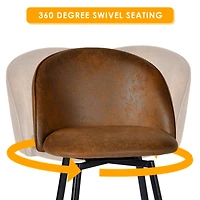 Homy Casa Modern Set of 4 Swivel Bar Stool, Comfortable 360 Degree Upholstered Seat, Stylish Faux Suede with Black Legs, Brown