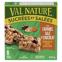 Val Nature Barres Granola, Sucrées et Salées, Saveur Caramel Salé et Chocolat, Format Économique, 6 Barres 6 barres x 35 g, 210 g