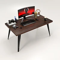 Homy Casa 63" Work Desk Table with Thick Top and Flat Metal Legs, Multi-Use Home Office Table, Faux Walnut