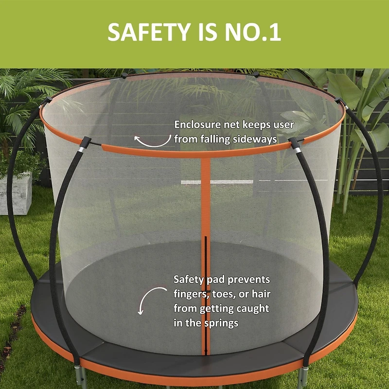 Soozier Trampoline d'extérieur de 8 pieds avec filet d'enceinte et échelle