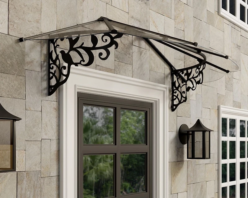CANOPIA by PALRAM Lily 3 ft. x 7 ft. Door and Window Fixed Awning - Black