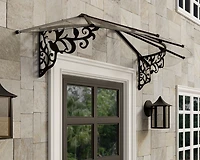 CANOPIA by PALRAM Lily 3 ft. x 7 ft. Door and Window Fixed Awning - Black