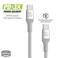 Scosche CCB10SR-SP Strikeline Premium USB-C to USB-C Charge & Sync Braided Cable 10-ft. Silver