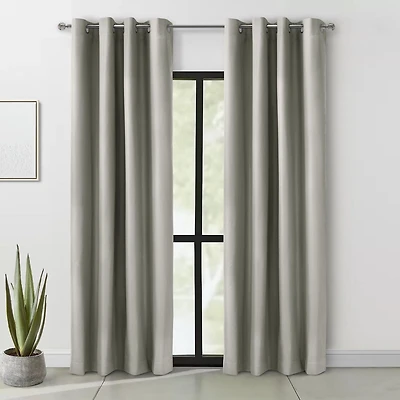 Loft Living Augustow Blackout Grommet Single Curtain Panel 52 x 84 in Light Grey