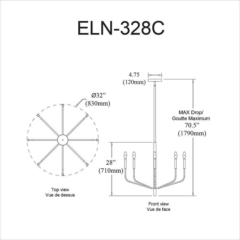 Dainolite ELN-328C-AGB Chandelier