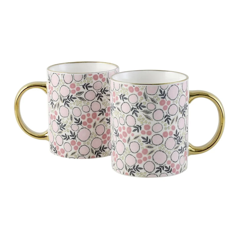 Mainstays applique rose avec poignée dorée 11.5oz Mug Décalcomanie avec porcelaine