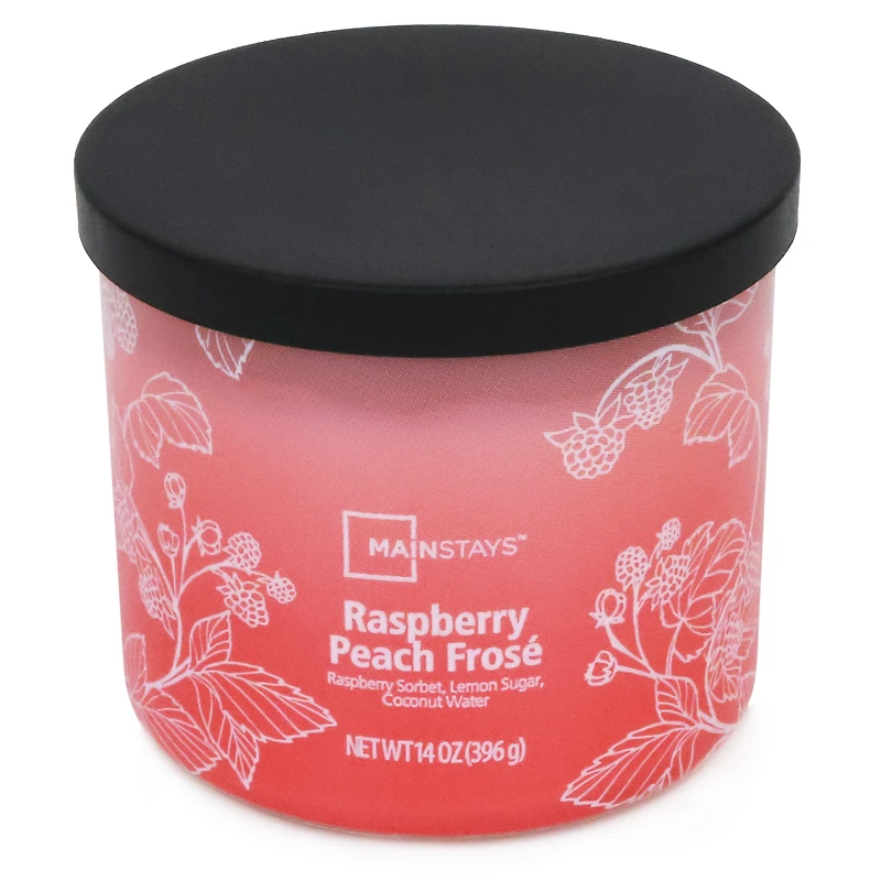 Mainstays 3-Wick Textured Wrapped Raspberry Peach Frose Scented Candle, 14 oz, MAINSTAYS PL MS 14OZ RASPBERRY