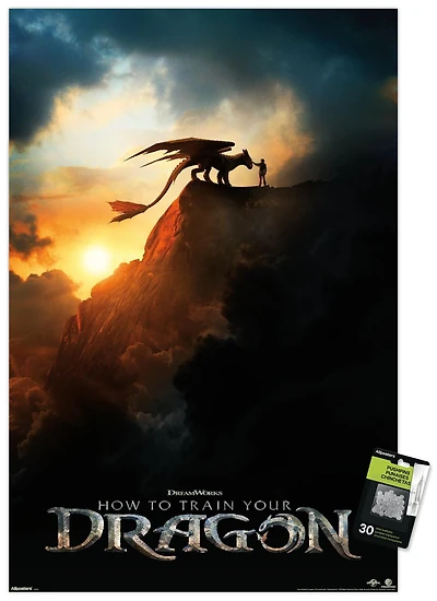 How To Train Your Dragon (2025) - Teaser One Sheet Wall Poster with Push Pins, 22.375" x 34"