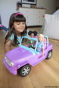 ​Barbie Off-Road Vehicle, Purple with Pink Seats and Rolling Wheels