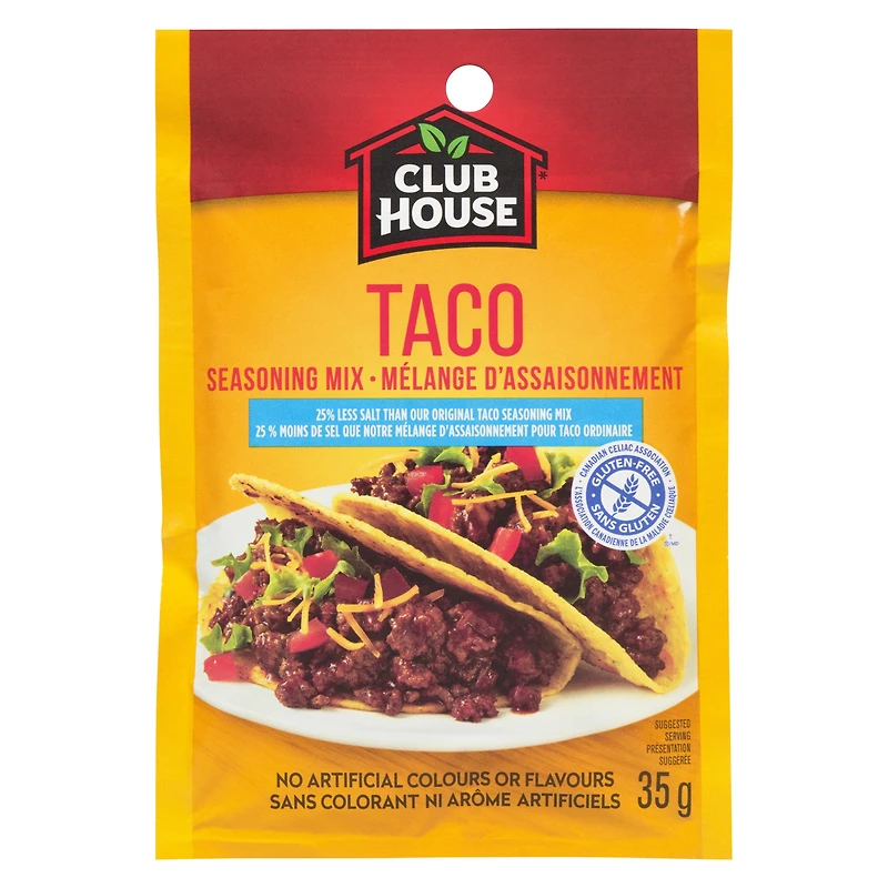 Club House, Dry Sauce/Seasoning/Marinade Mix, Taco, Less Salt 35 g