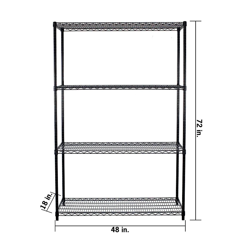 TRINITY 4-Tier Wire Shelving Rack | 48 x 24 x 72 | NSF | Black