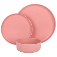 Gibson Home Canyon Crest Service de table 12 pièces en mélamine Finition rose mat