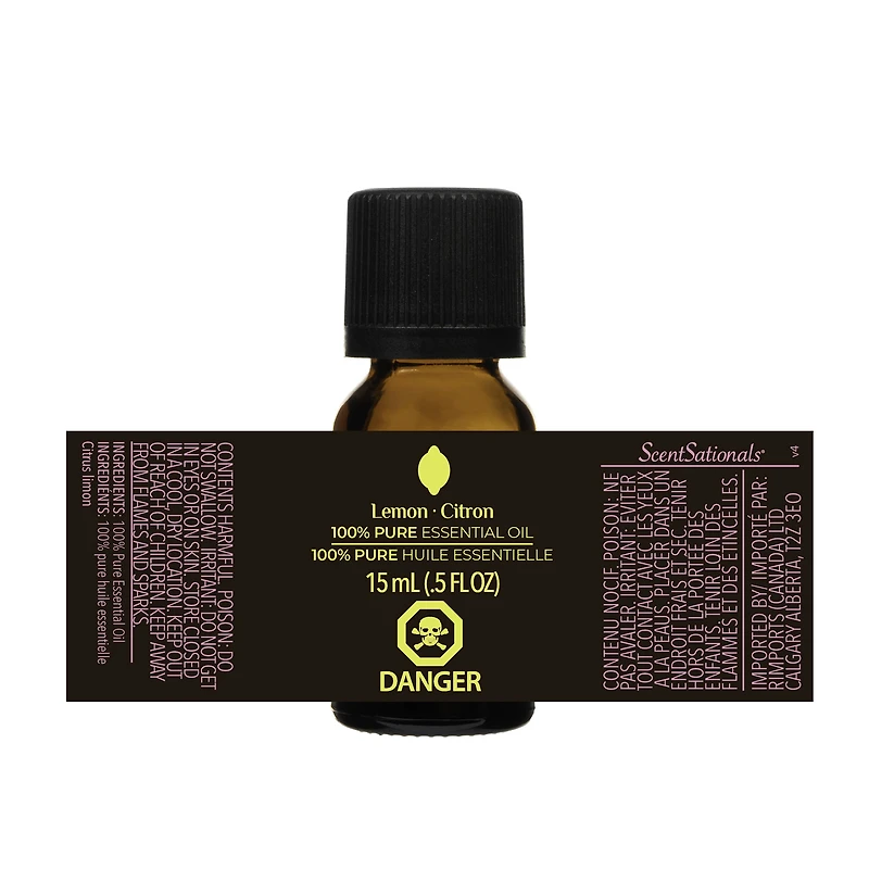 Huile essentielle 100% ScentSationals, Citron 15 ml (0,5 une fois liquide)