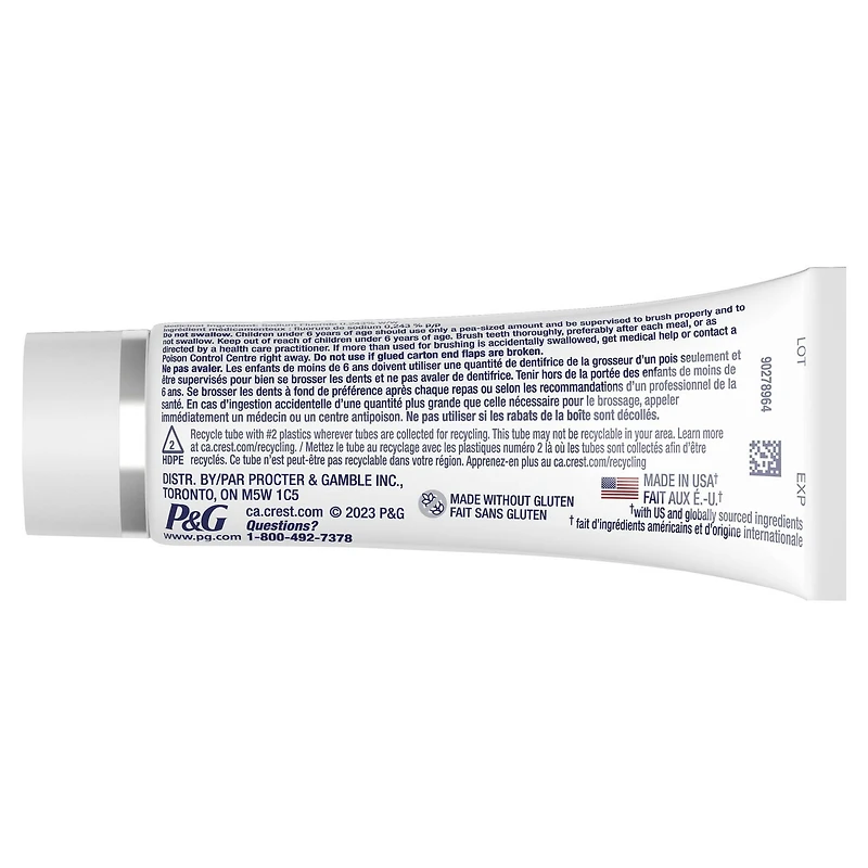 Dentifrice Crest 3D White Brillance, Menthe poivrée pétillante 85ML