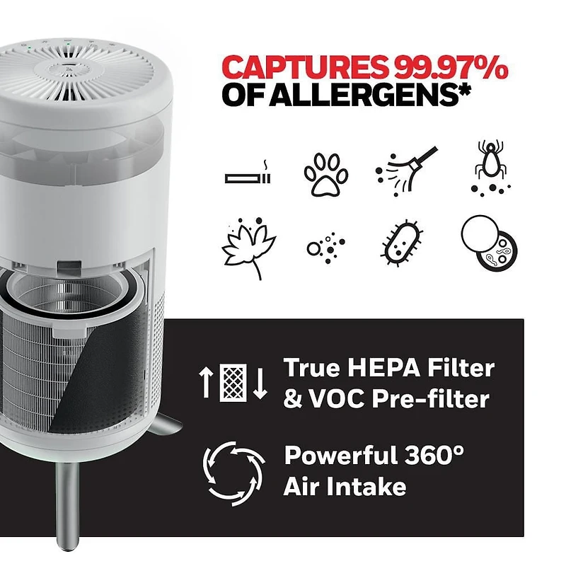 Purificateur d’air HEPA véritable série Designer HPA830WC Honeywell avec la technologie UltraQuiet et godet pour aromathérapie apaisante