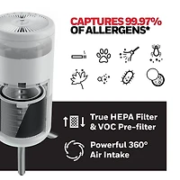 Purificateur d’air HEPA véritable série Designer HPA830WC Honeywell avec la technologie UltraQuiet et godet pour aromathérapie apaisante