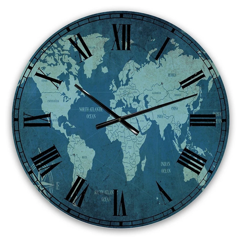 Designart Carte du monde en ardoise II horloge murale