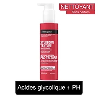 Nettoyant quotidien Neutrogena Pro-texture. Traitement antiacné. Acide salicylique, acides glycolique + polyhydroxylé. Sans parfum 186 ml