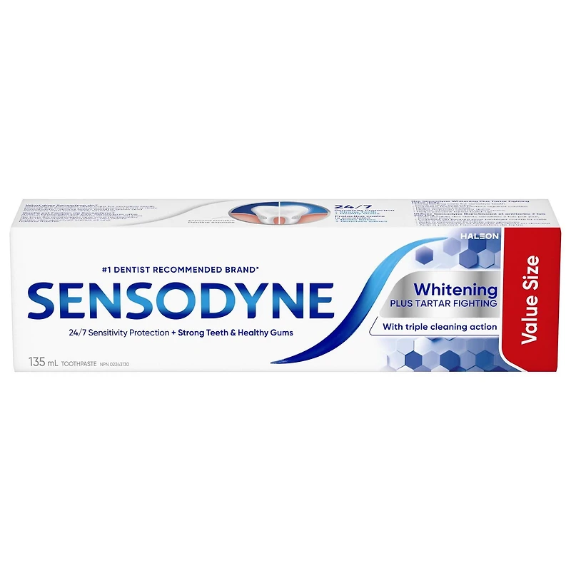 Dentifrice Sensodyne Blanchissant et Antitartre - Taille de voyage - Grand Format 135 ml