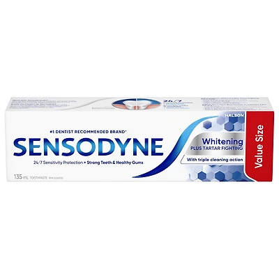 Dentifrice Sensodyne Blanchissant et Antitartre - Taille de voyage - Grand Format 135 ml