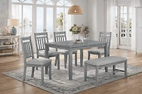 K-Living Luke Solid Wood 6PCS Dining Set (Table with 4 Chairs and Bench)