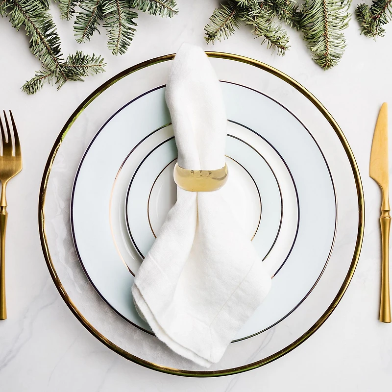 Gold Metal Round Napkin Ring - Set of 6