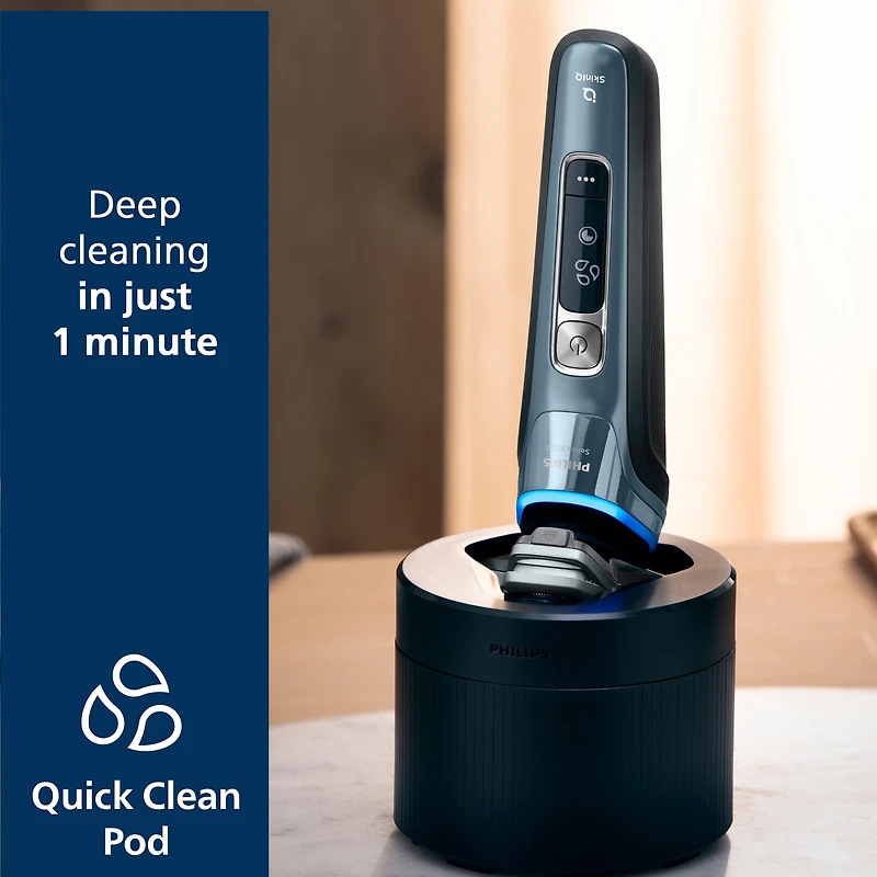 Rasoir électrique Philips de série 9000 utilisable sur peau sèche ou humide, bleu glace, S9982/50
