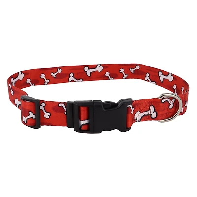 Pet Attire by Coastal Large 18-26" Red Bones Adjustable Dog Collar, Large Adjustable Collar