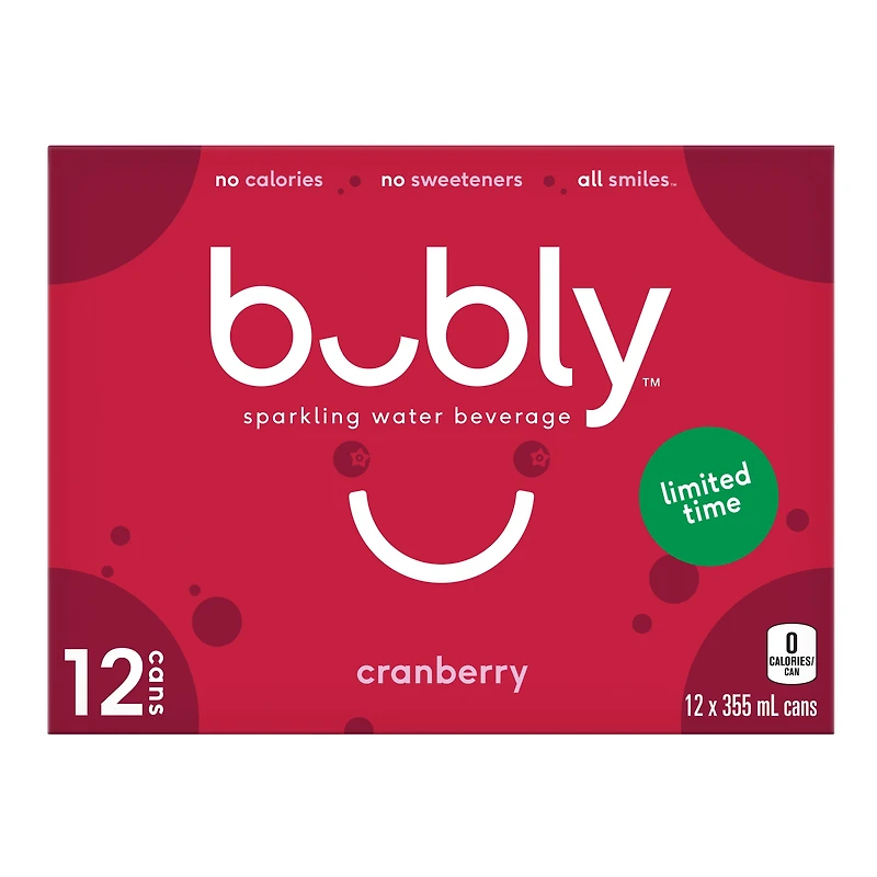 Bubly Cranberry Sparkling Water 12 x 355 mL, Cans