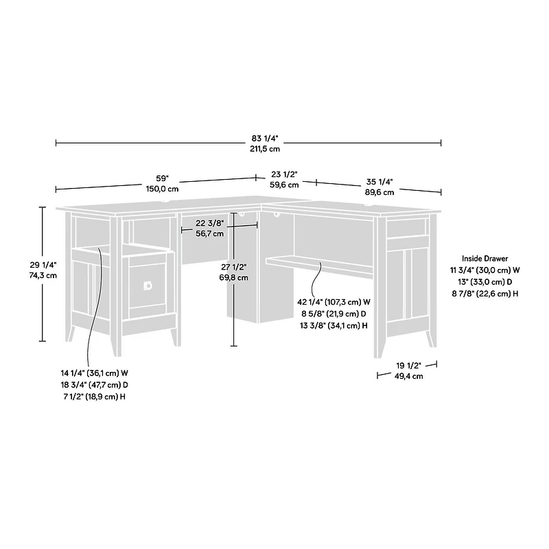 Sauder August Hill Bureau en L en Finition Mystic Oak