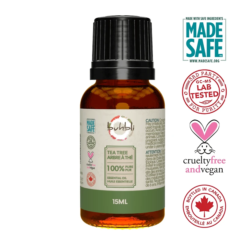 Buhbli Brands - 100% Pure Tea Tree Essential Oil, 15ml, 100% Pure & Natural - Bottled in Canada