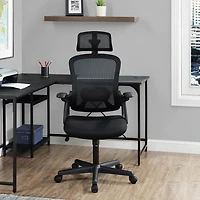 Fauteuil de bureau ergonomique Mainstays avec appuie-tête ajustable, tissu noir, 124,7 kg (275 lb)
