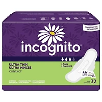 Incognito Ultra Thin Contact Long Winged Pads, 32 pads, Dye free & fragrance free