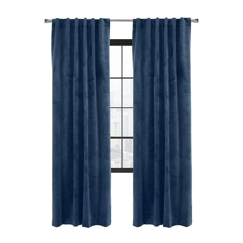 Loft Living Sicily assombrissement des pièces Double Tetiere panneau de rideau 50 x 95 in Bleu Fonce