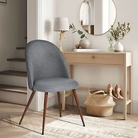 Homy Casa Modern 2-Pack Accent Chair Set, Armless Round Back, Grey Fabric Upholstered