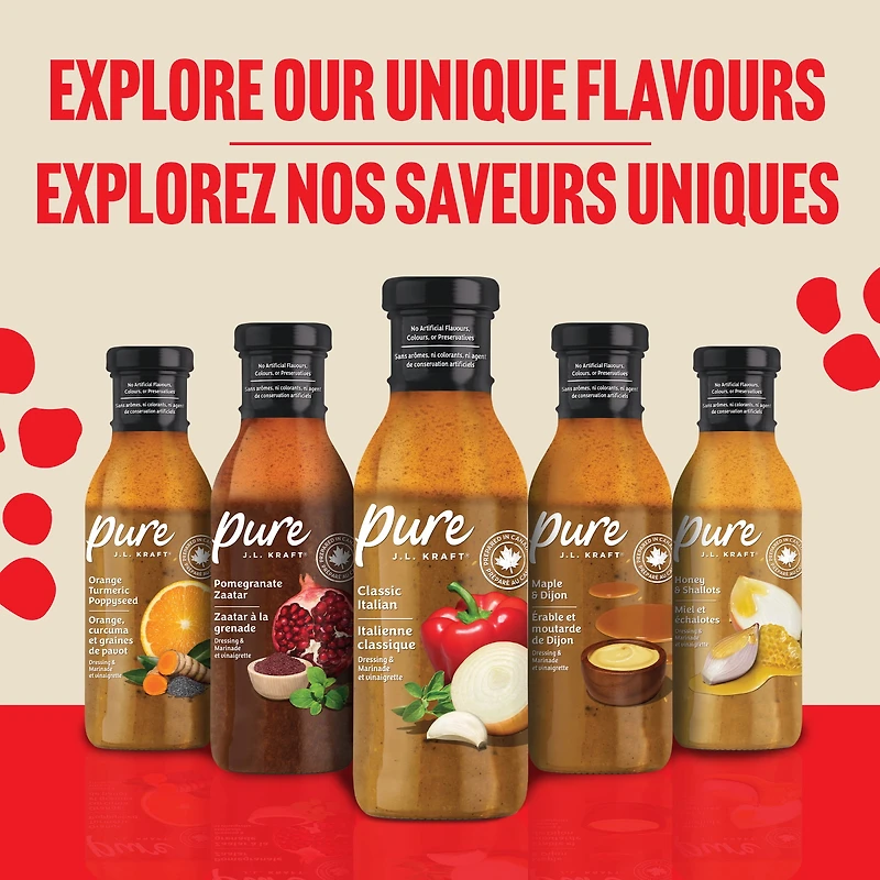 Pure J.L. KRAFT Classic Italian Dressing & Marinade, 355 mL Bottle