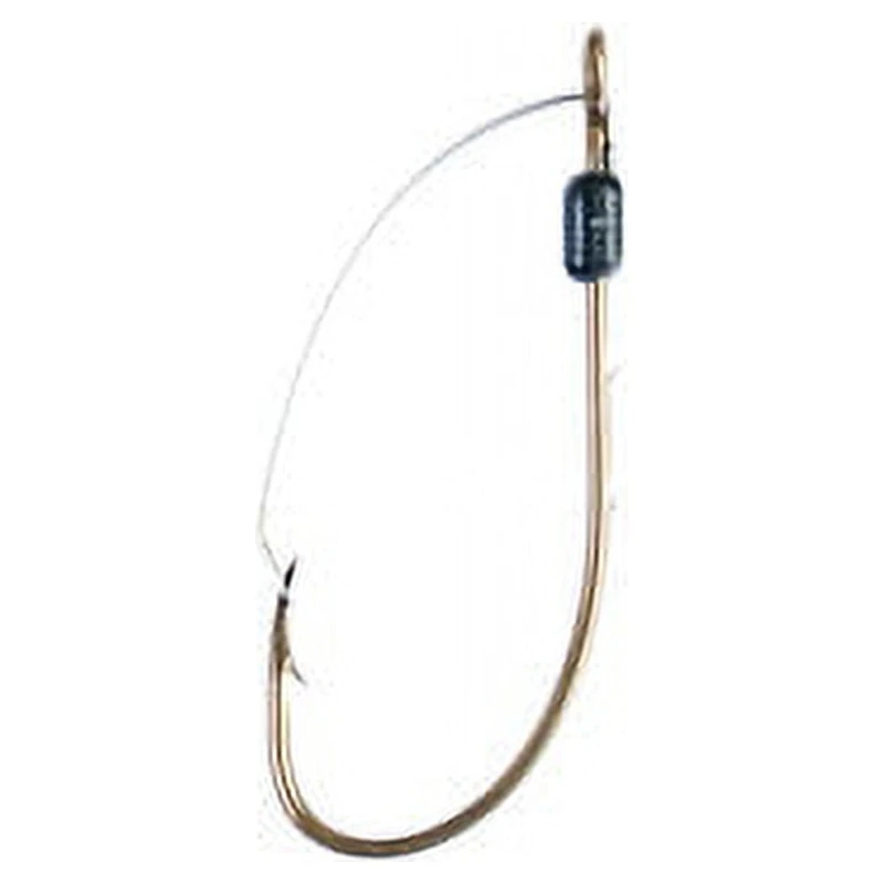 Eagle Claw 449WAH-1/0 Weedless Baitholder Hook, Size 1/0, Forged, 2 Sliced Shank, Non-Offset, Ringed Eye, Bronze, 4 per Pack, Non-offset, ringed eye, bronze.