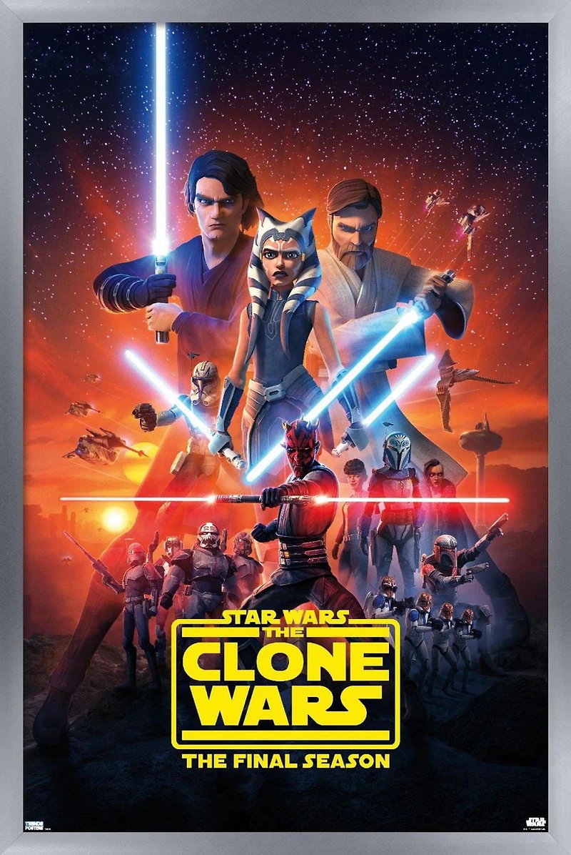 Star Wars: The Clone Wars - Season 7 Key Art Wall Poster with Push Pins, 14.725" x 22.375"