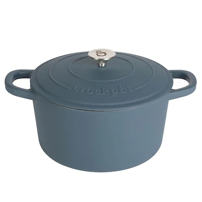 Crock-Pot Artisan 7 Qt Enameled Cast Iron Dutch Oven W/ Lid, Matte Navy, Round