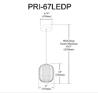 Luminaire suspendu Peri, 7,5 W, noir mat, diffuseur en acrylique transparent