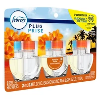 Assainisseur d’air à brancher Febreze, recharge d’huile parfumée qui combat les odeurs, parfum Aloha hawaïen, 3recharges 77.7ML