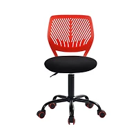 Homy Casa Chaise de bureau enfant, pivotante réglable sans accoudoirs avec roulettes, rouge et noir