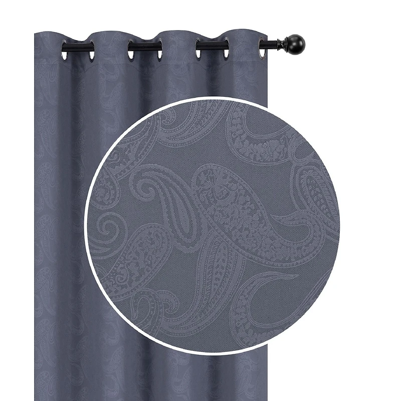 Panneau Occultant En Relief W 8 Grom (Paisley) (Gray) (84" ) - Set of 2