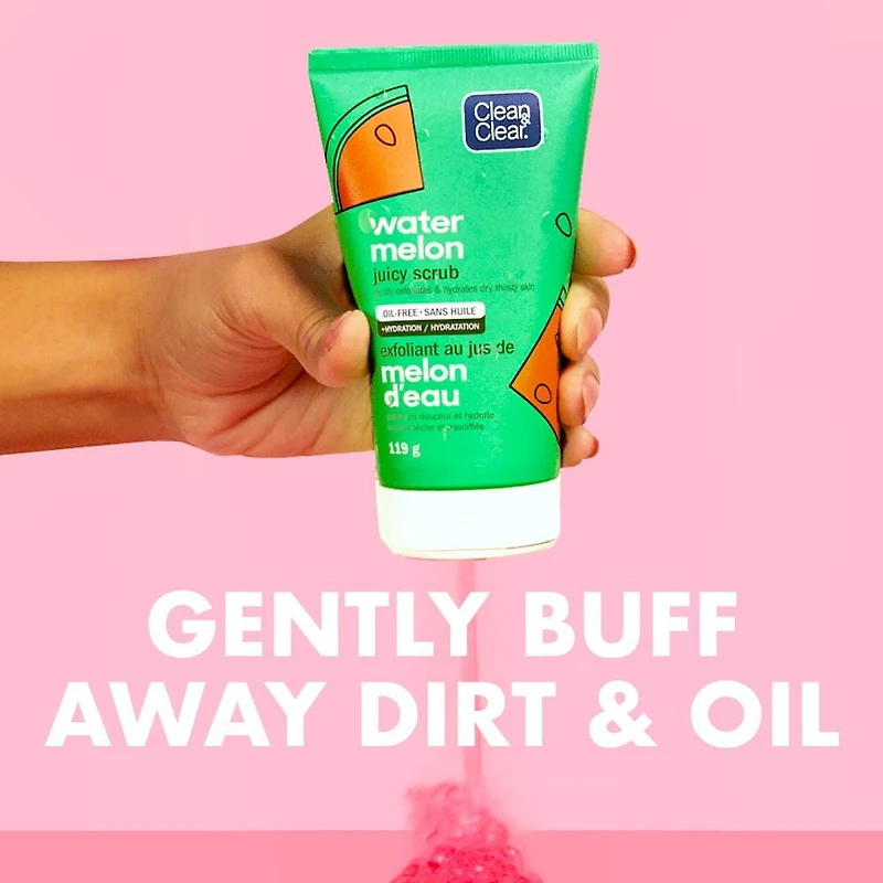 Clean & Clear, Exfoliant hydtratant, Melon d'eau, Enlève la saleté et le sébum, Nettoie et hydrate, Sans huile