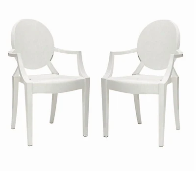 Plata Décor Import Inc Ghost Chair with Arms in White Set of 2