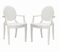 Plata Décor Import Inc Ghost Chair with Arms in White Set of 2