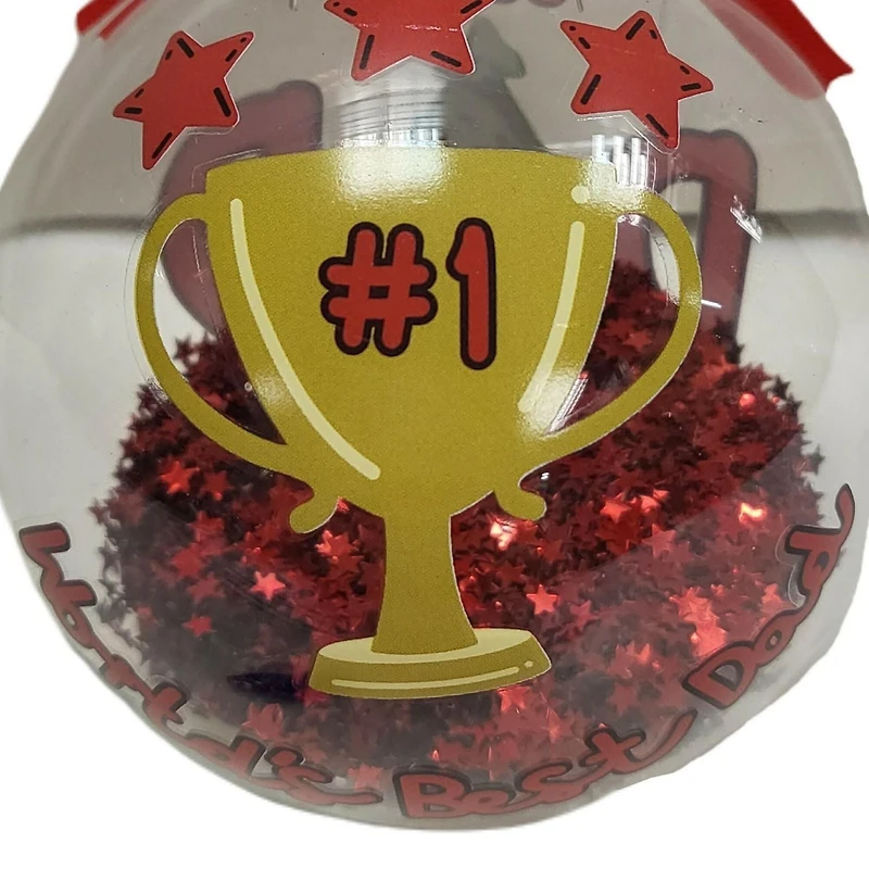 "#1 Dad" Collectible Christmas Glass Ball Ornament, 4 in, Holiday Time, "#1 Dad" Clear Collectible Glass Ball Ornament