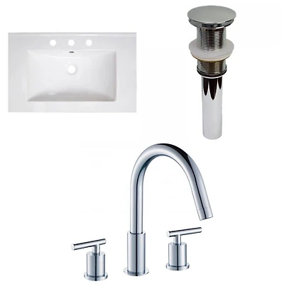 American Imaginations AI-32874 30 pouces W 18,5 pouces Dessus en céramique D en couleur blanche pour 3H8-in. Robinet