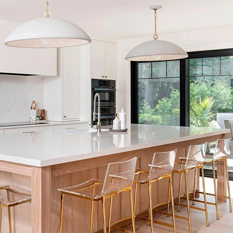 Lot de 3 tabourets de comptoir en acrylique transparent et doré – Heavenly Collection | Idéal pour îlot de cuisine ou salle à manger